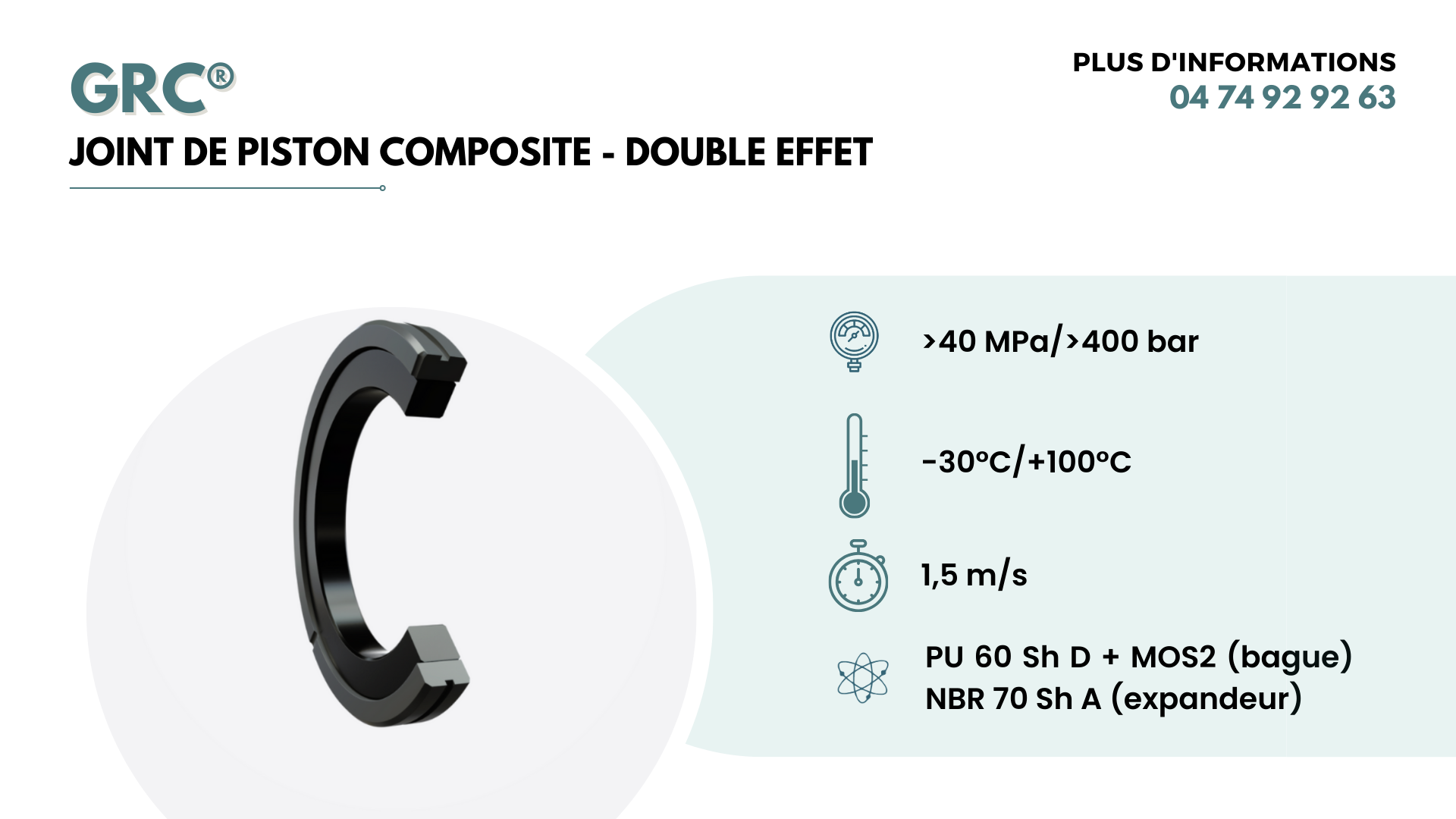 Découvrez notre GRC®, le joint de piston composite double effet